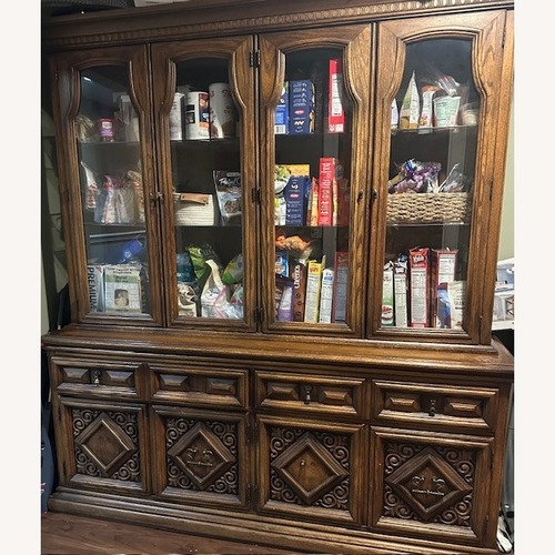 Used Dark Brown Wood Wall Unit for sale on AptDeco