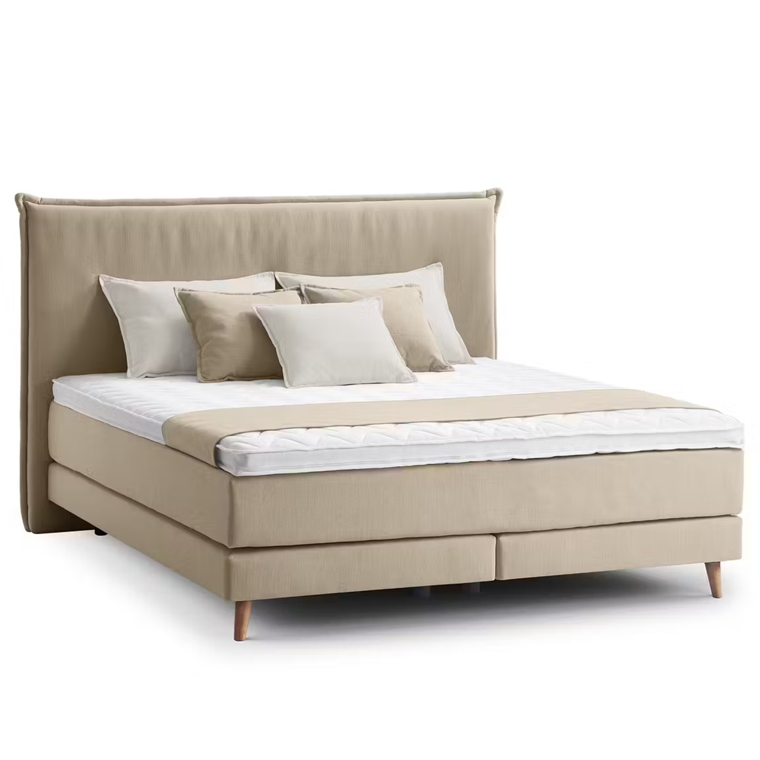 Light Gray Fabric Queen Bed - image-4