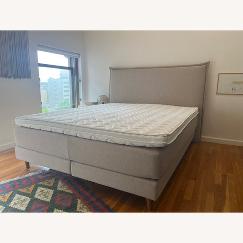 Used Light Gray Fabric Queen Bed for sale on AptDeco
