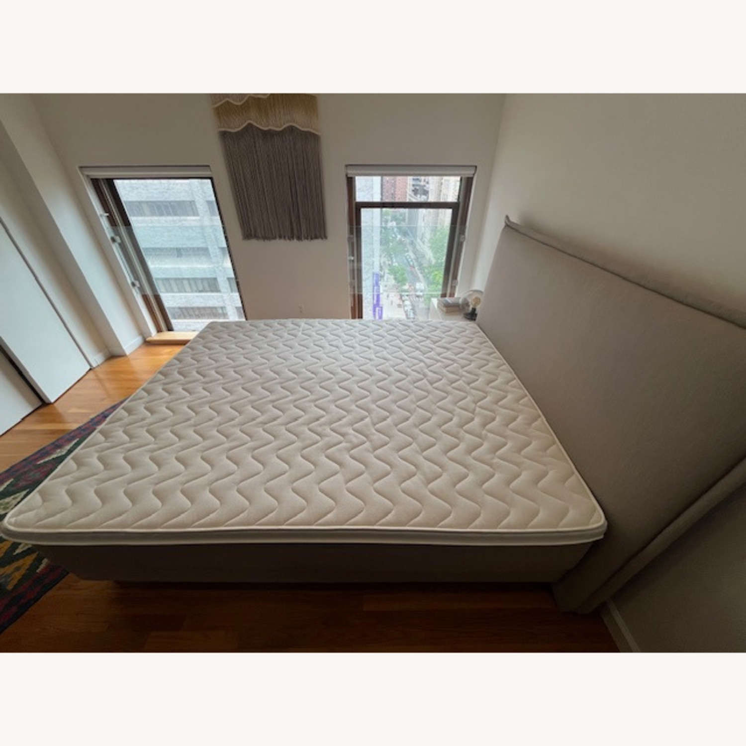 Light Gray Fabric Queen Bed - image-2
