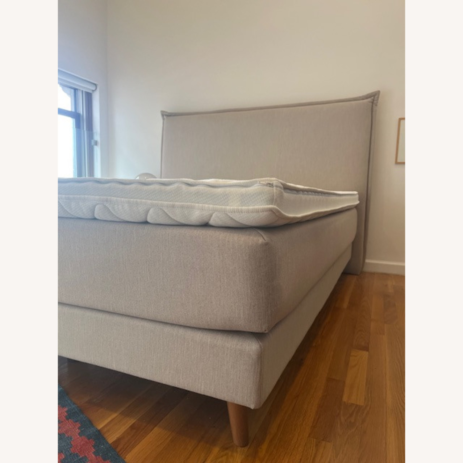 Light Gray Fabric Queen Bed - image-3