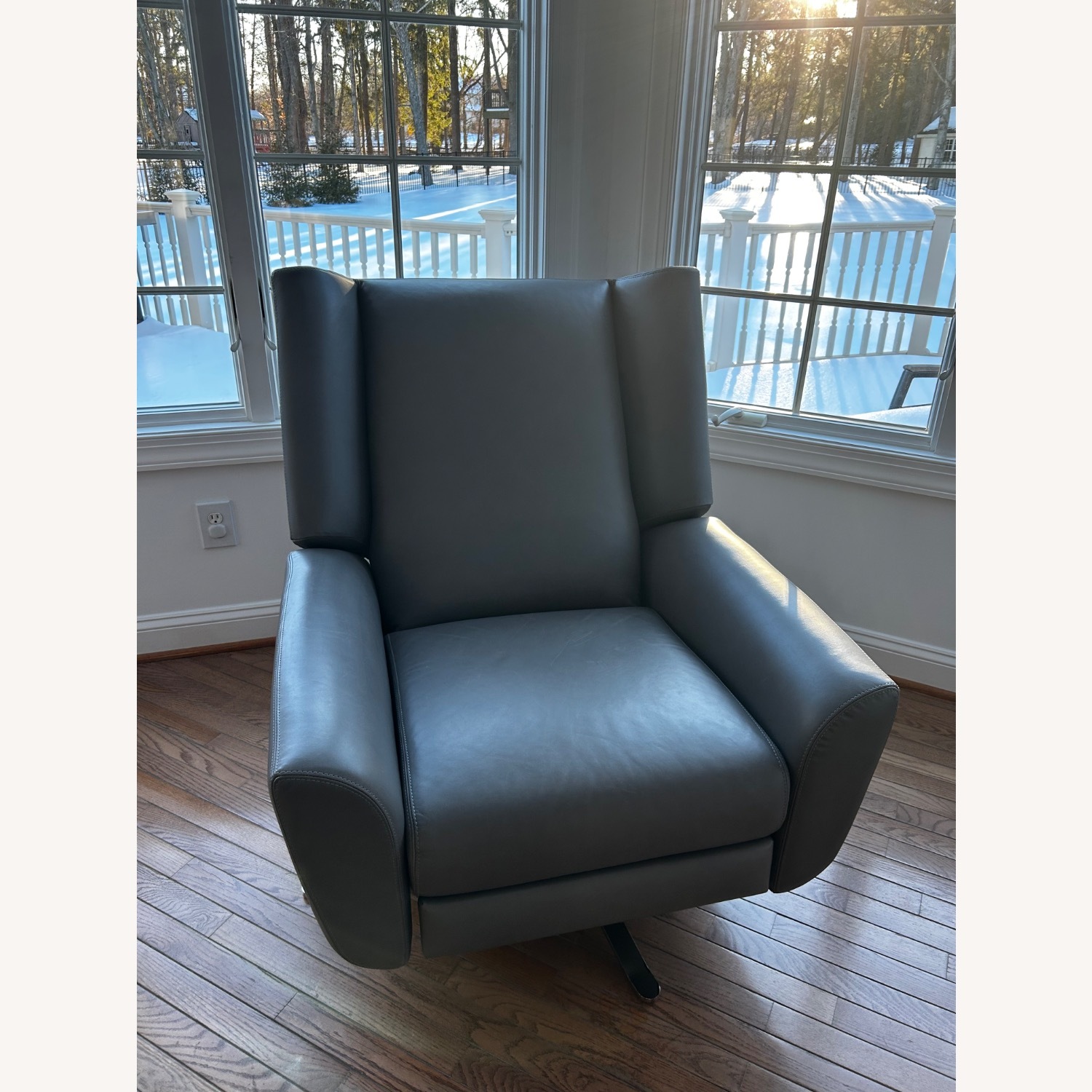 Restoration Hardware Dark Gray Leather Recliner - image-2