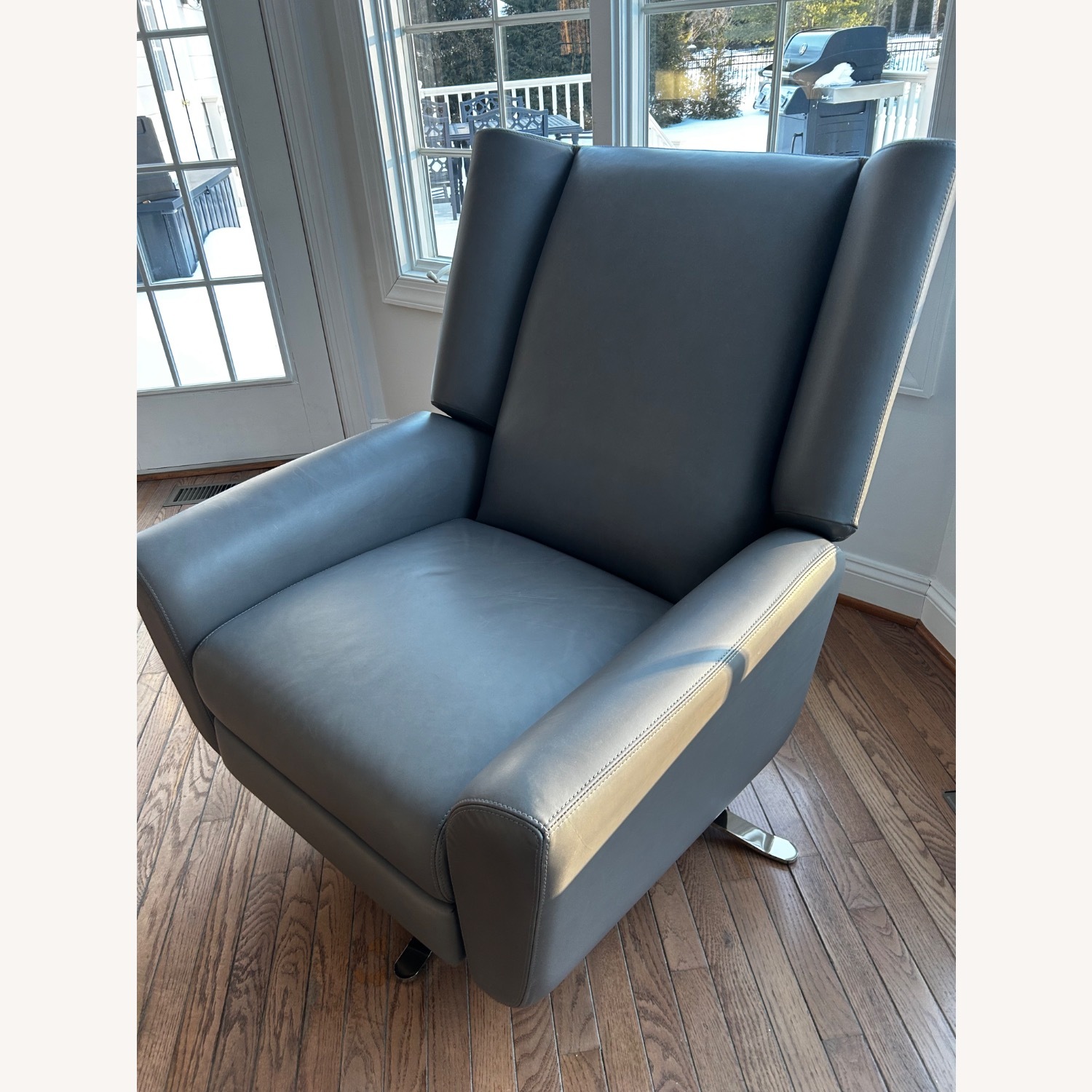 Restoration Hardware Dark Gray Leather Recliner - image-4