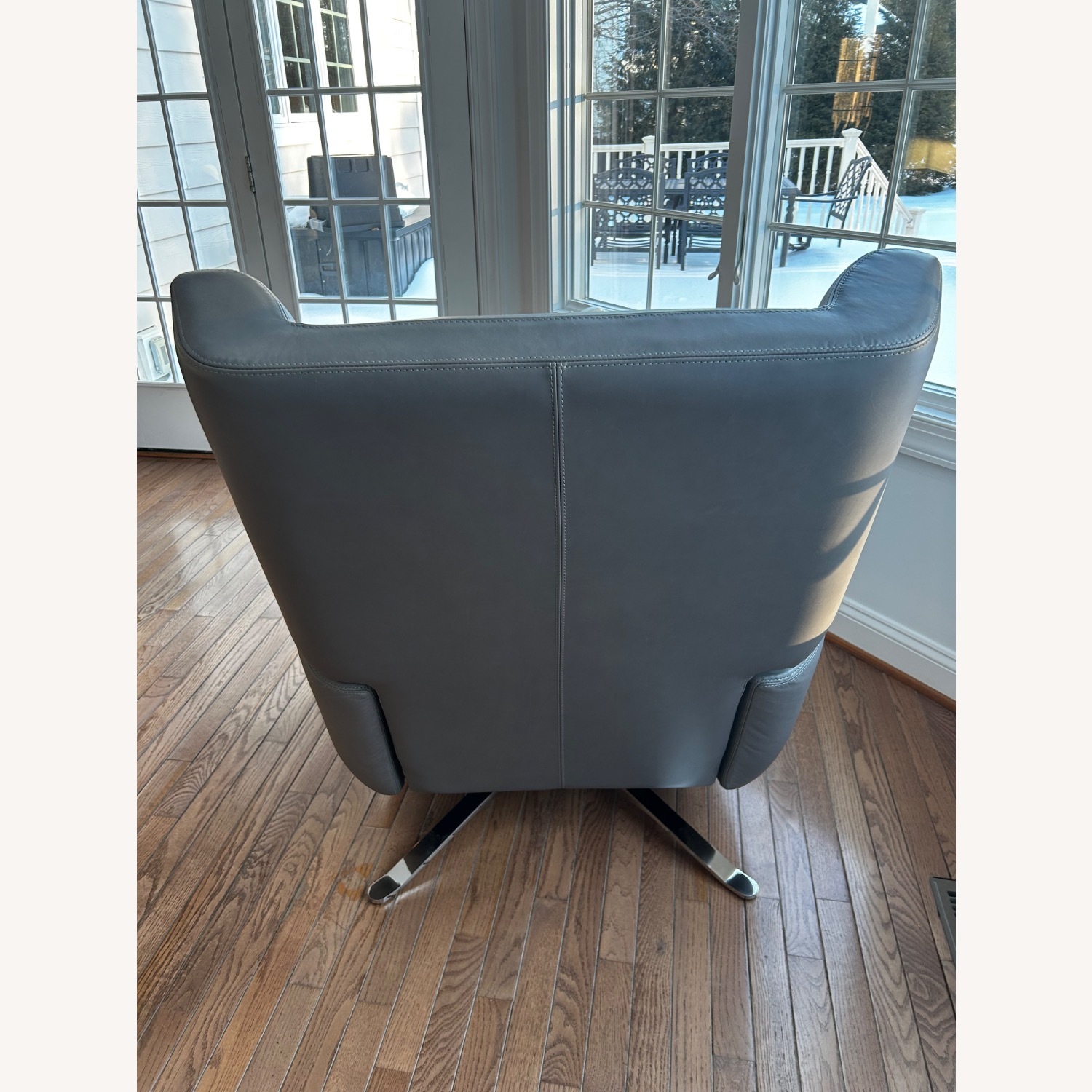 Restoration Hardware Dark Gray Leather Recliner - image-3