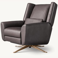 Restoration Hardware Dark Gray Leather Recliner