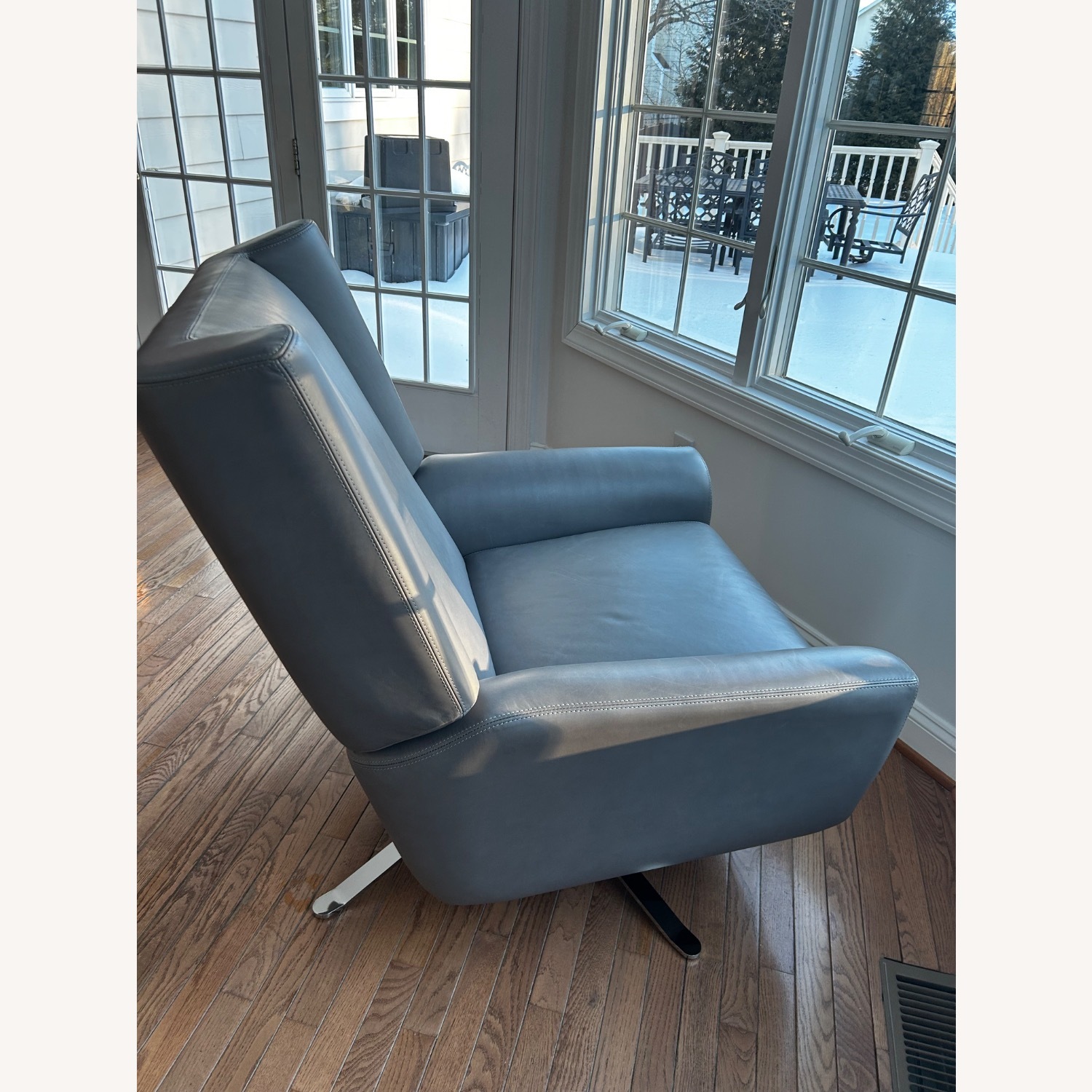 Restoration Hardware Dark Gray Leather Recliner - image-1