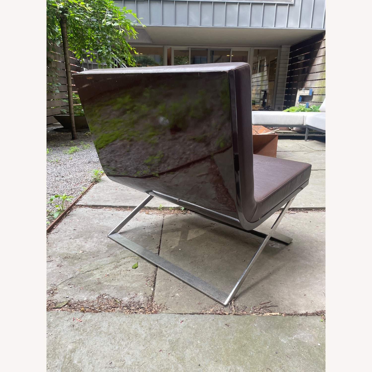 2 Cantilever Chairs Brown Leather Chrome Frame - image-6