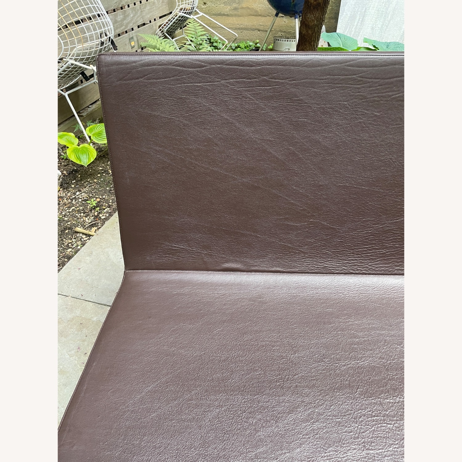 2 Cantilever Chairs Brown Leather Chrome Frame - image-4