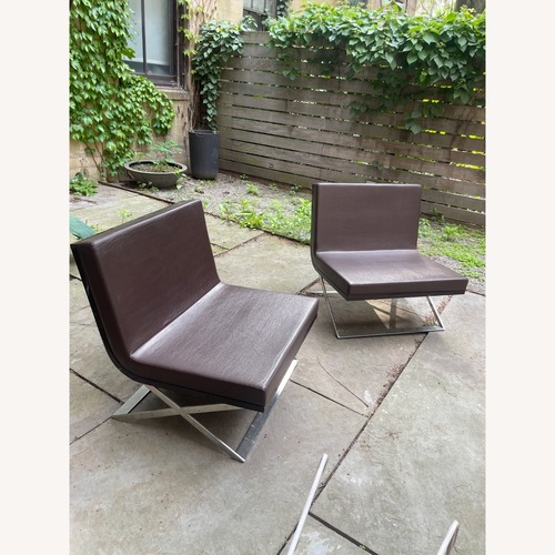 Used 2 Cantilever Chairs Brown Leather Chrome Frame for sale on AptDeco