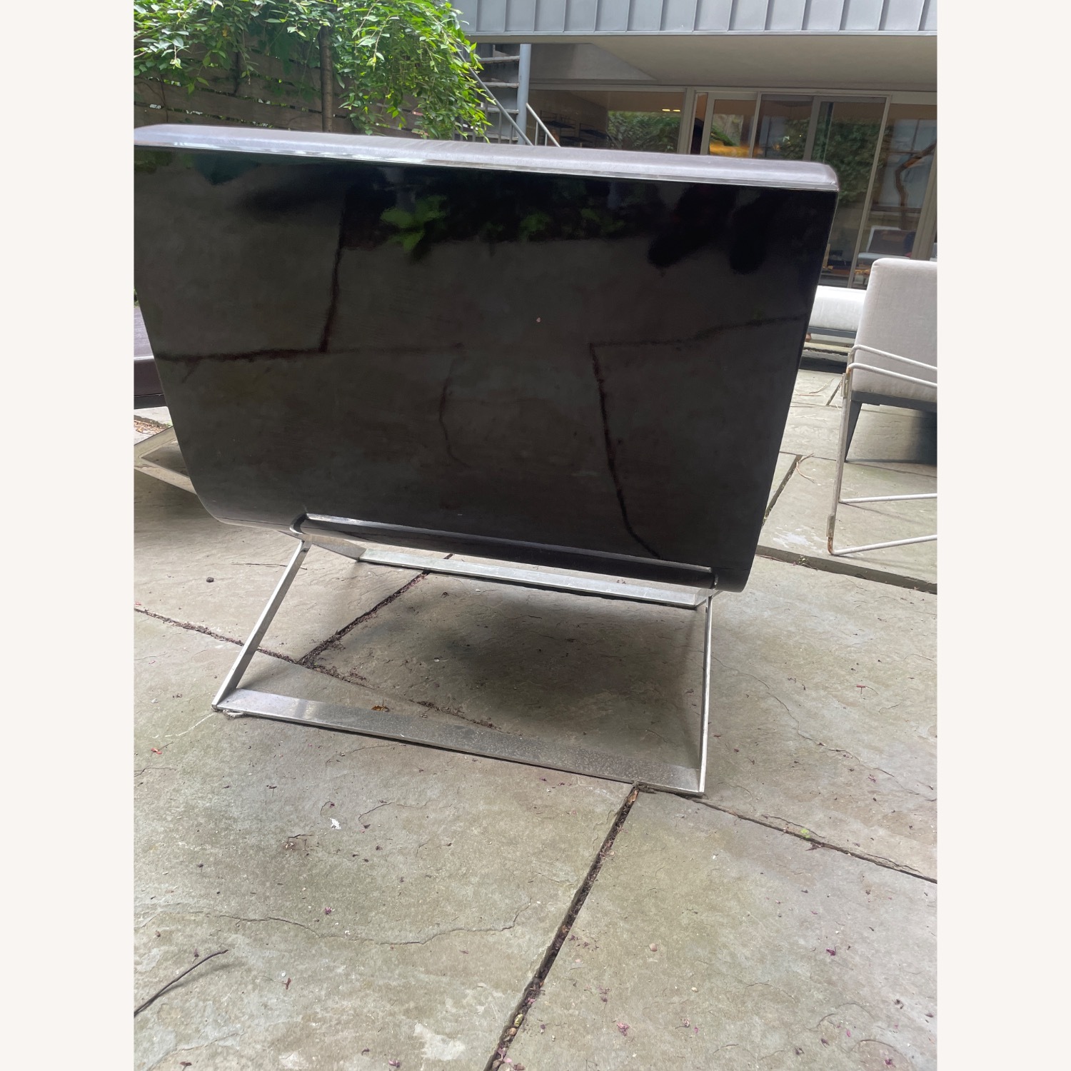 2 Cantilever Chairs Brown Leather Chrome Frame - image-5
