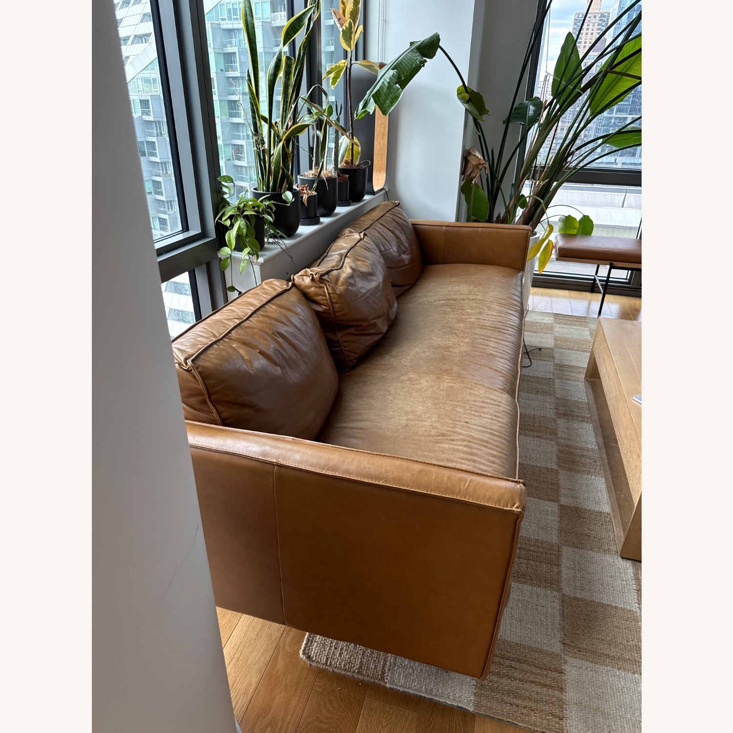West Elm Alex Dark Brown Leather 3+ Seater Sofa - image-3