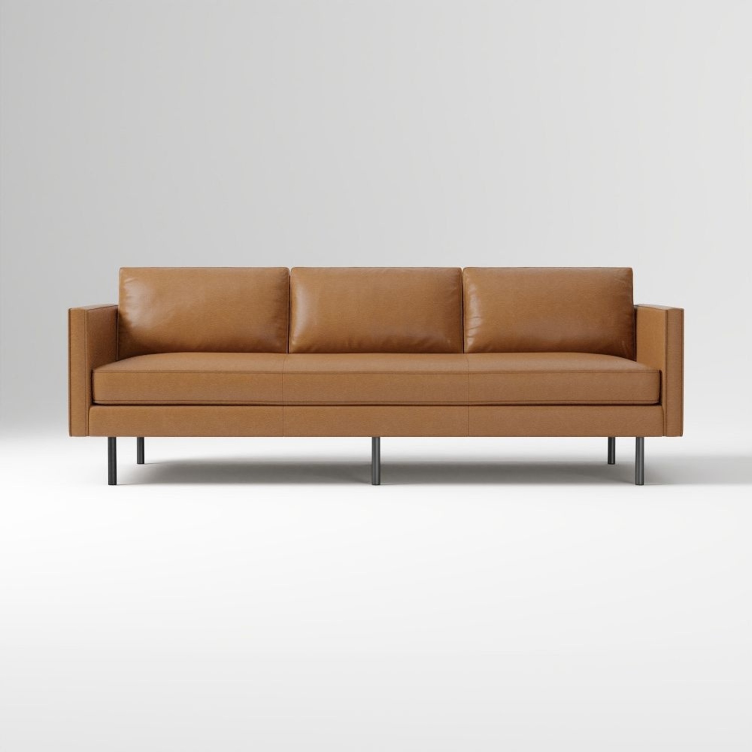 West Elm Alex Dark Brown Leather 3+ Seater Sofa - image-5