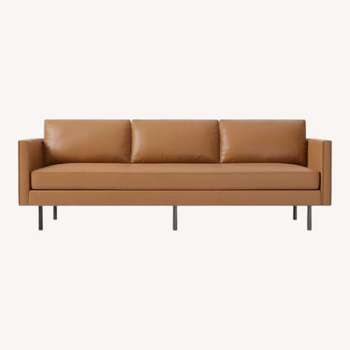 Used West Elm Alex Dark Brown Leather 3+ Seater Sofa for sale on AptDeco
