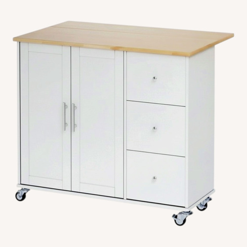 Used Wayfair Kitchen Island/Cart W Bar Top & Stools for sale on AptDeco