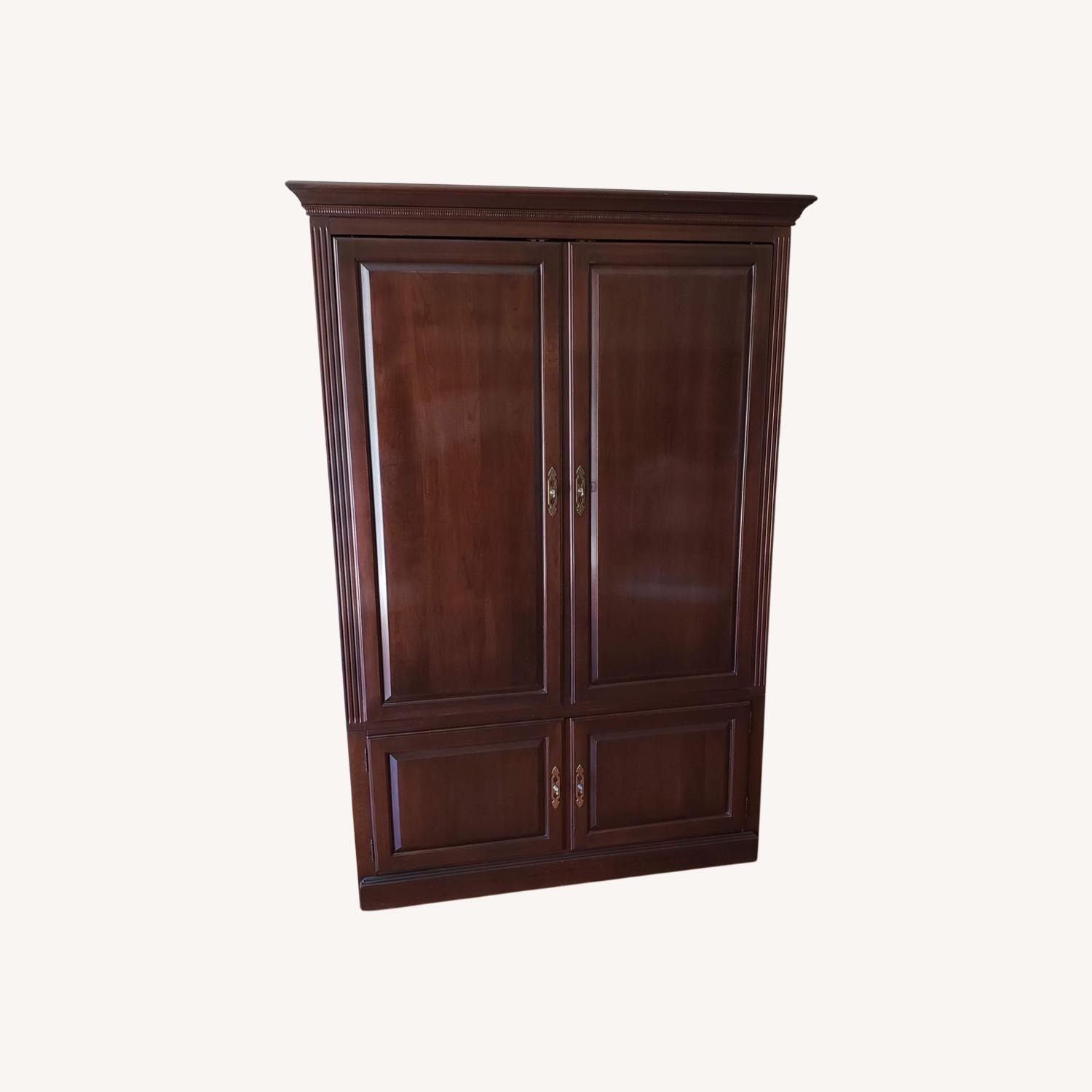 Ethan Allen Dark Brown Wood Armoire - image-1