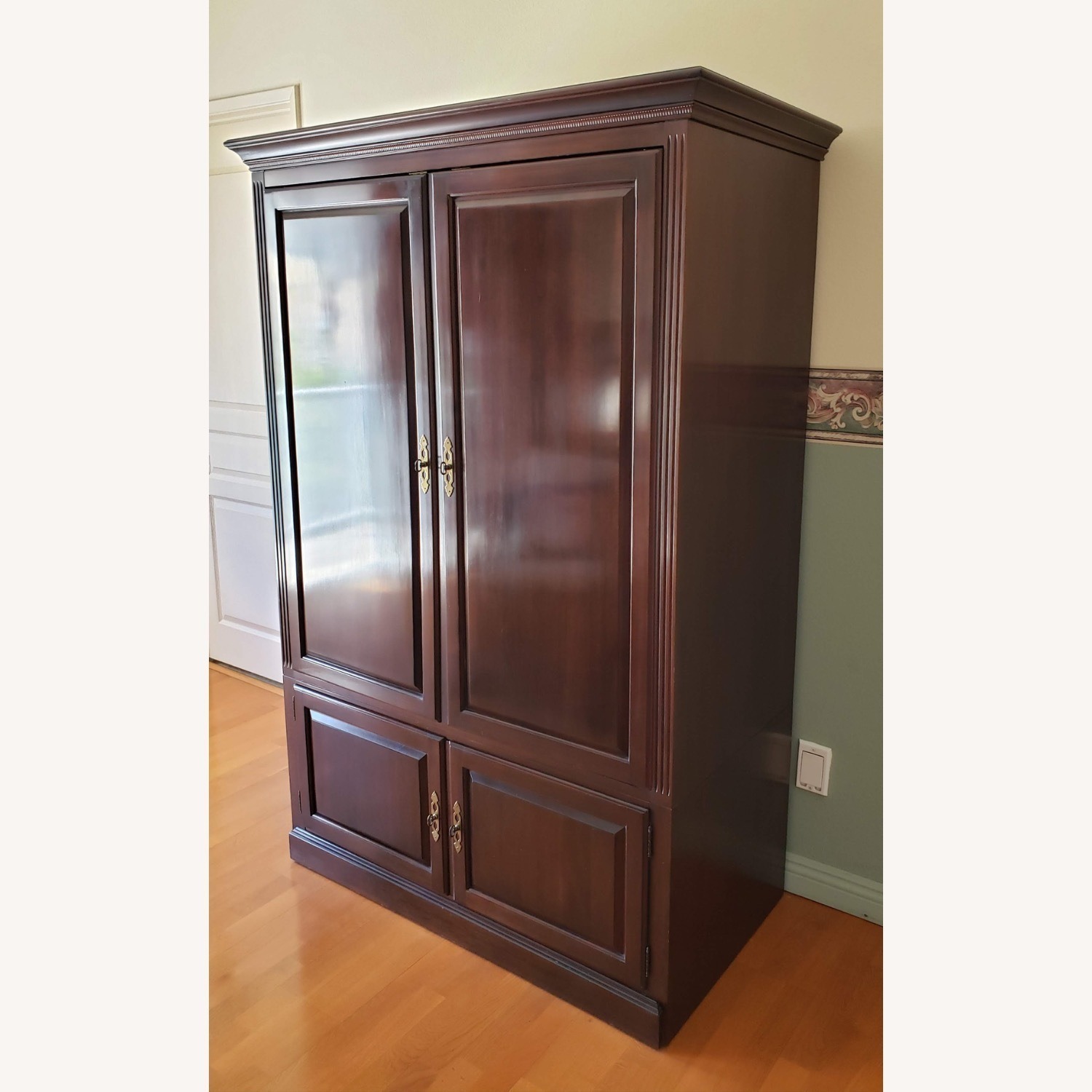 Ethan Allen Dark Brown Wood Armoire - image-3