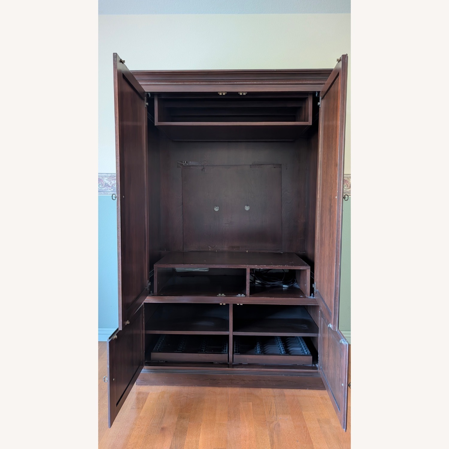 Ethan Allen Dark Brown Wood Armoire - image-5