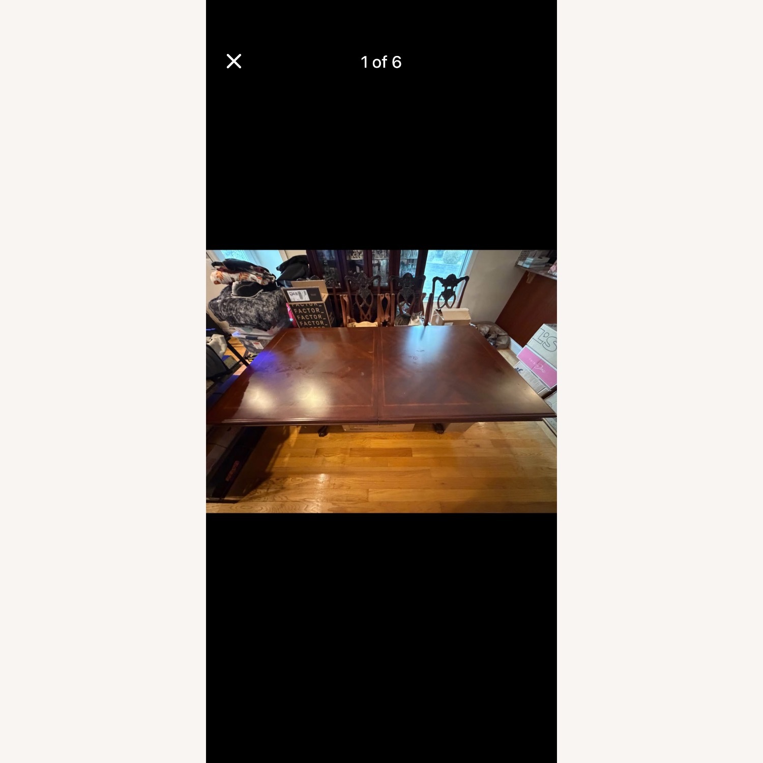 Dark Brown Dining Table with 6 Chairs - image-1