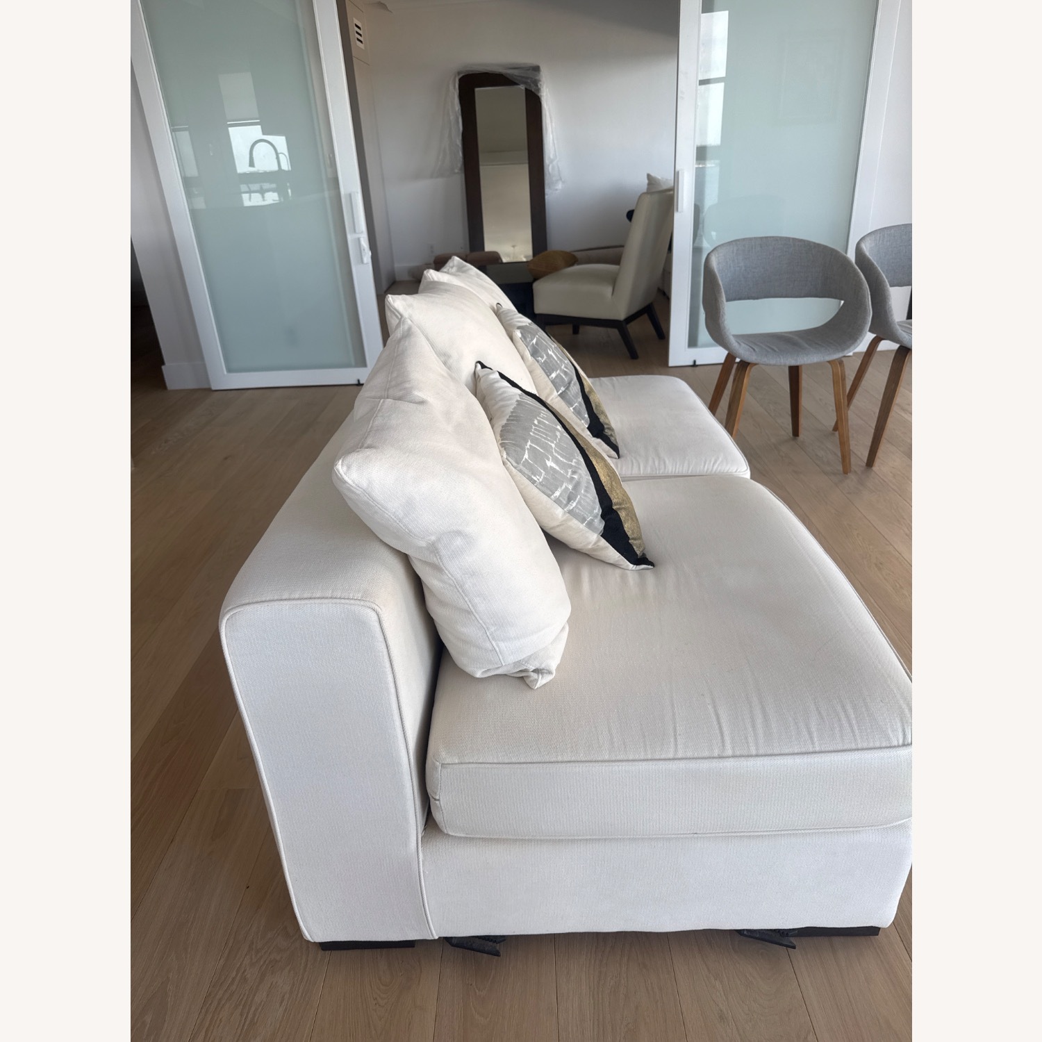 West Elm Sectiona White Fabric 2 Piece Sectional - image-3