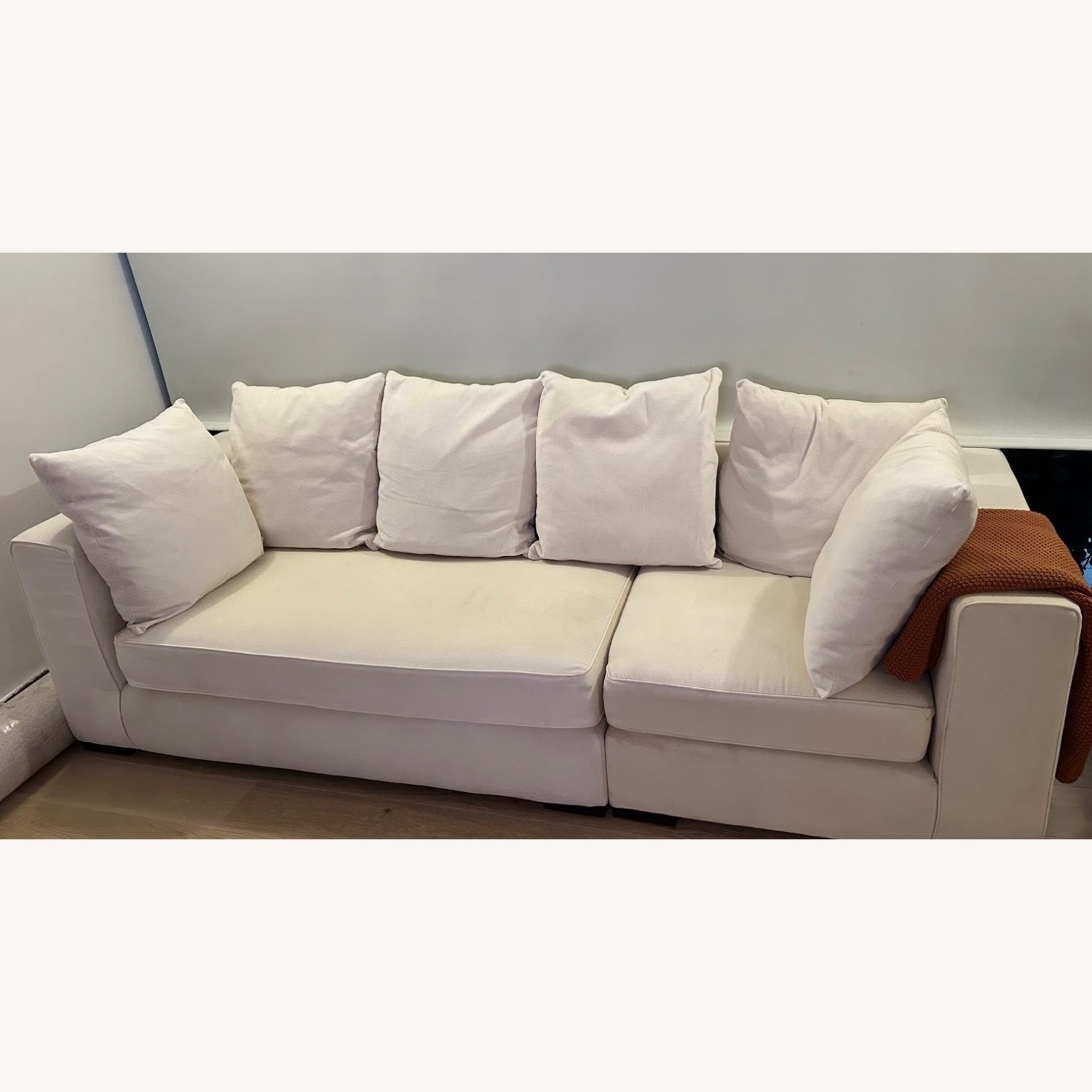 West Elm Sectiona White Fabric 2 Piece Sectional - image-1