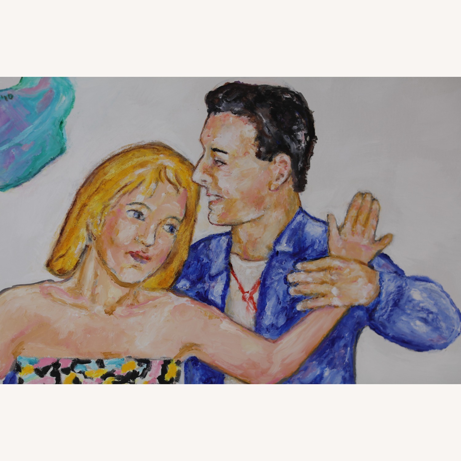 Original Oil Painting Colorful Dancing Couple - image-2