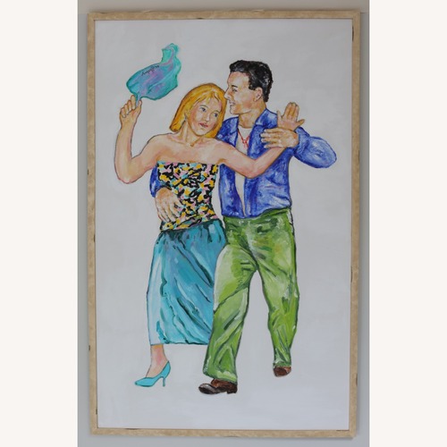 Used Original Oil Painting Colorful Dancing Couple for sale on AptDeco