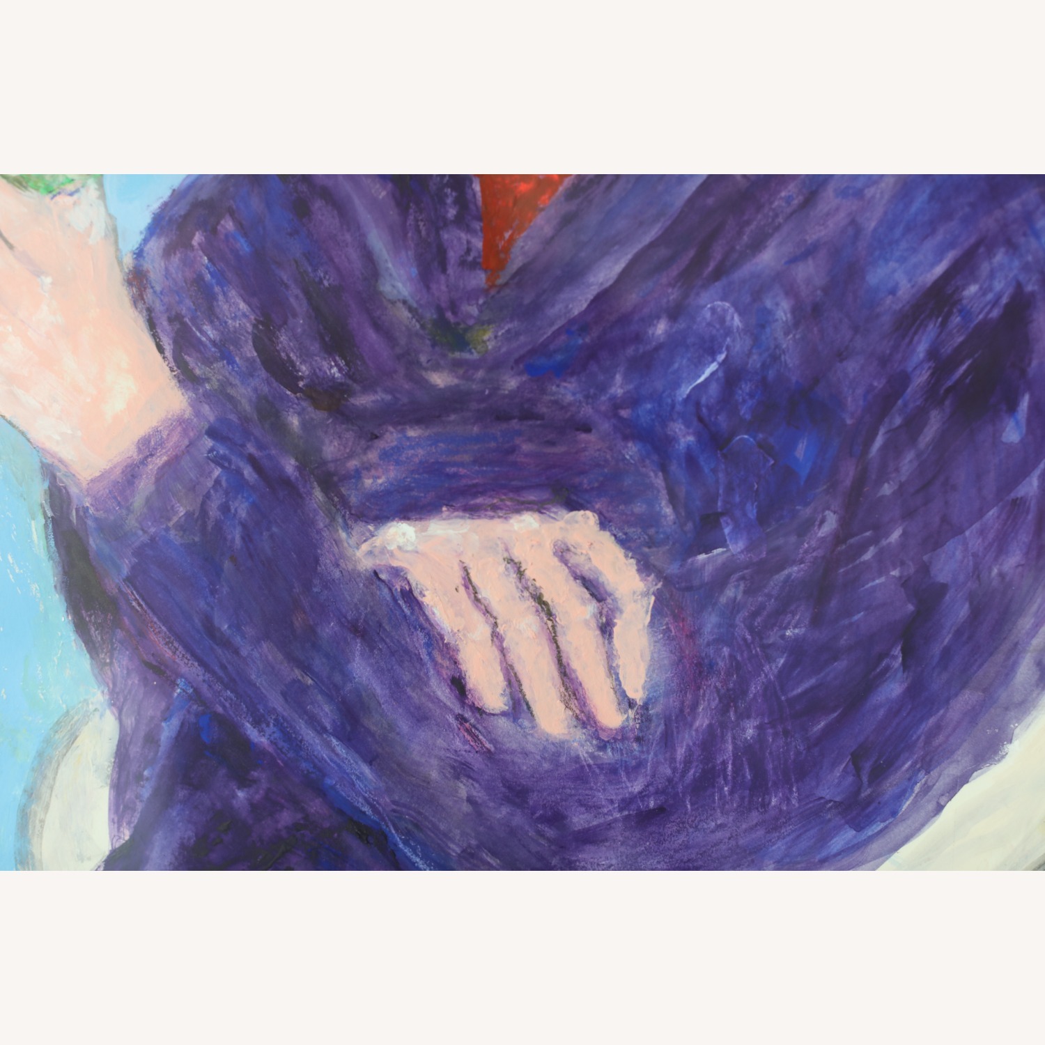 Original Gouache Painting of Woman with Flowers - image-4