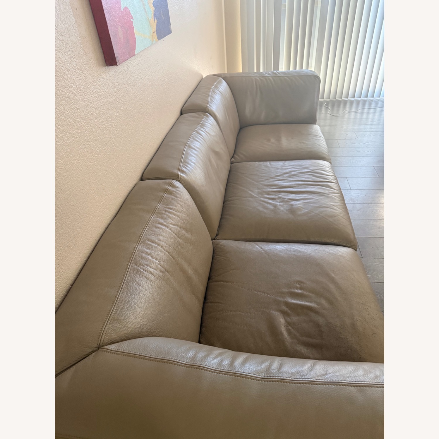 Light Brown Leather 3+ Seater Sofa - image-3