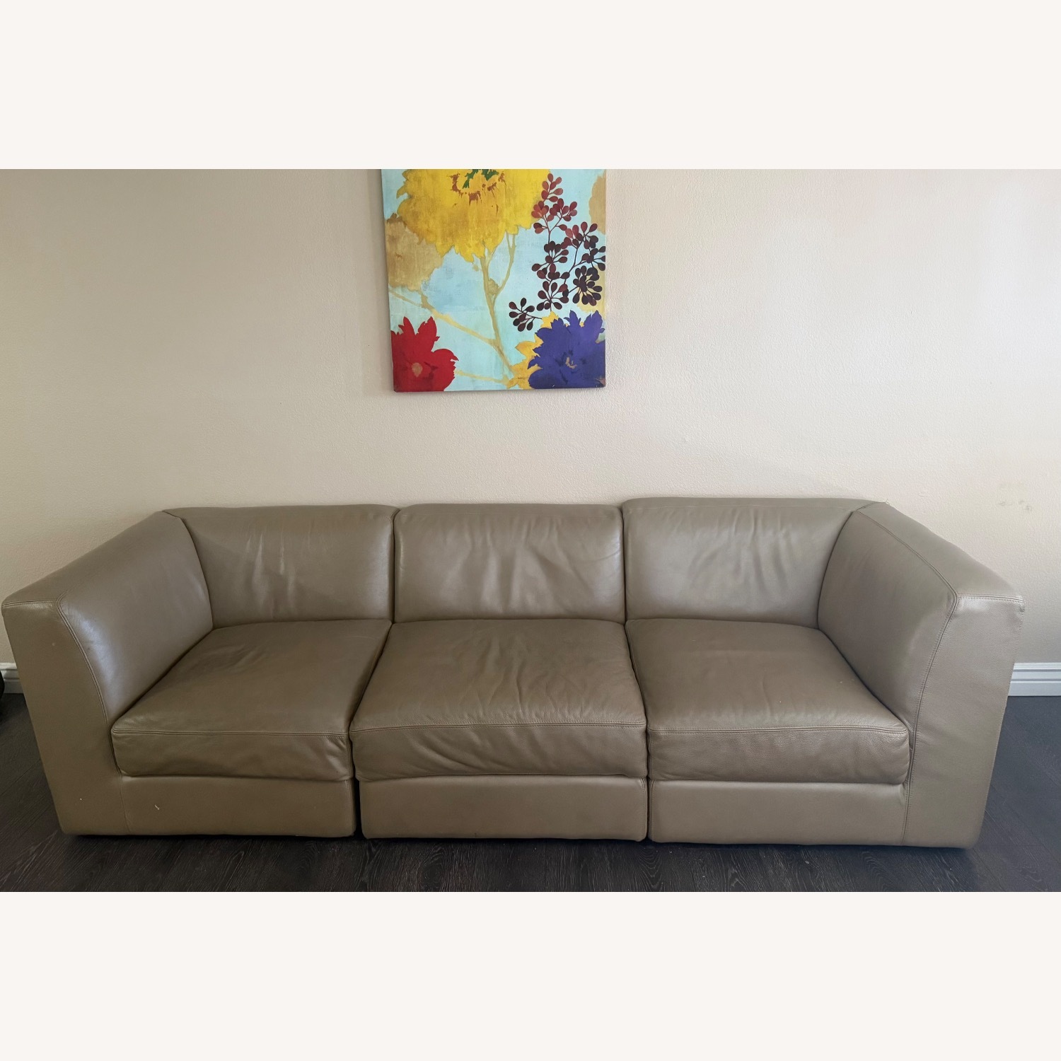 Light Brown Leather 3+ Seater Sofa - image-2