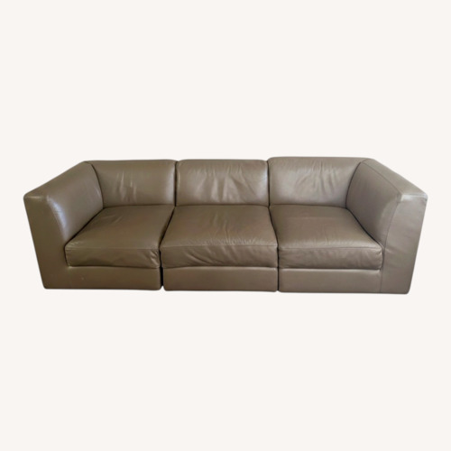 Used Light Brown Leather 3+ Seater Sofa for sale on AptDeco