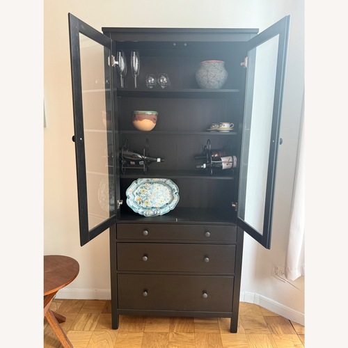 Used IKEA Hemnes Black Wood Sideboard for sale on AptDeco