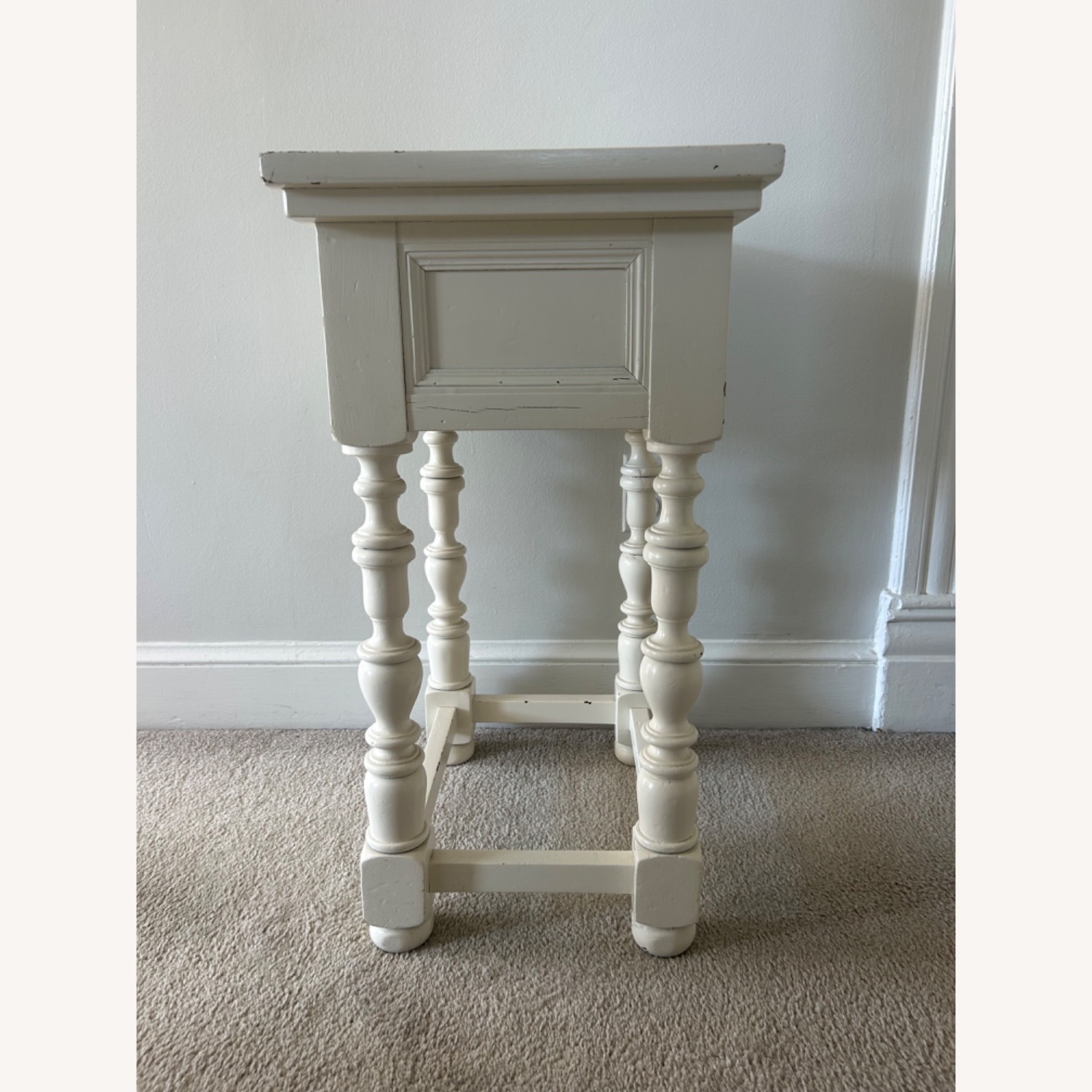 White Wood Side Table - image-2