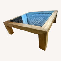 Japanese Kotatsu Coffee Table with Glass Top