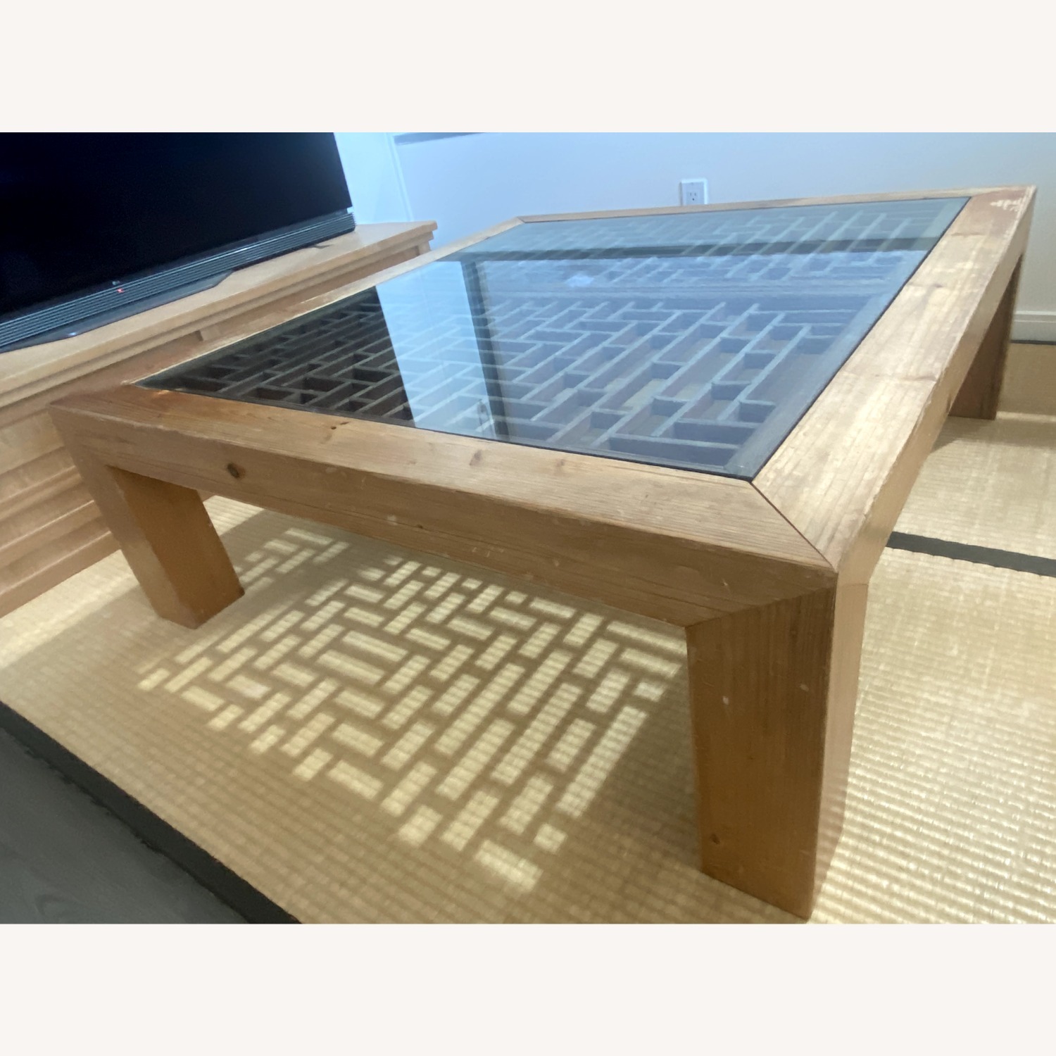 Japanese Kotatsu Coffee Table with Glass Top - image-1
