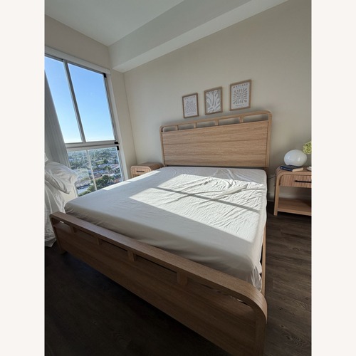 Used City Furniture Lyndie Light Brown Wood King Bed for sale on AptDeco