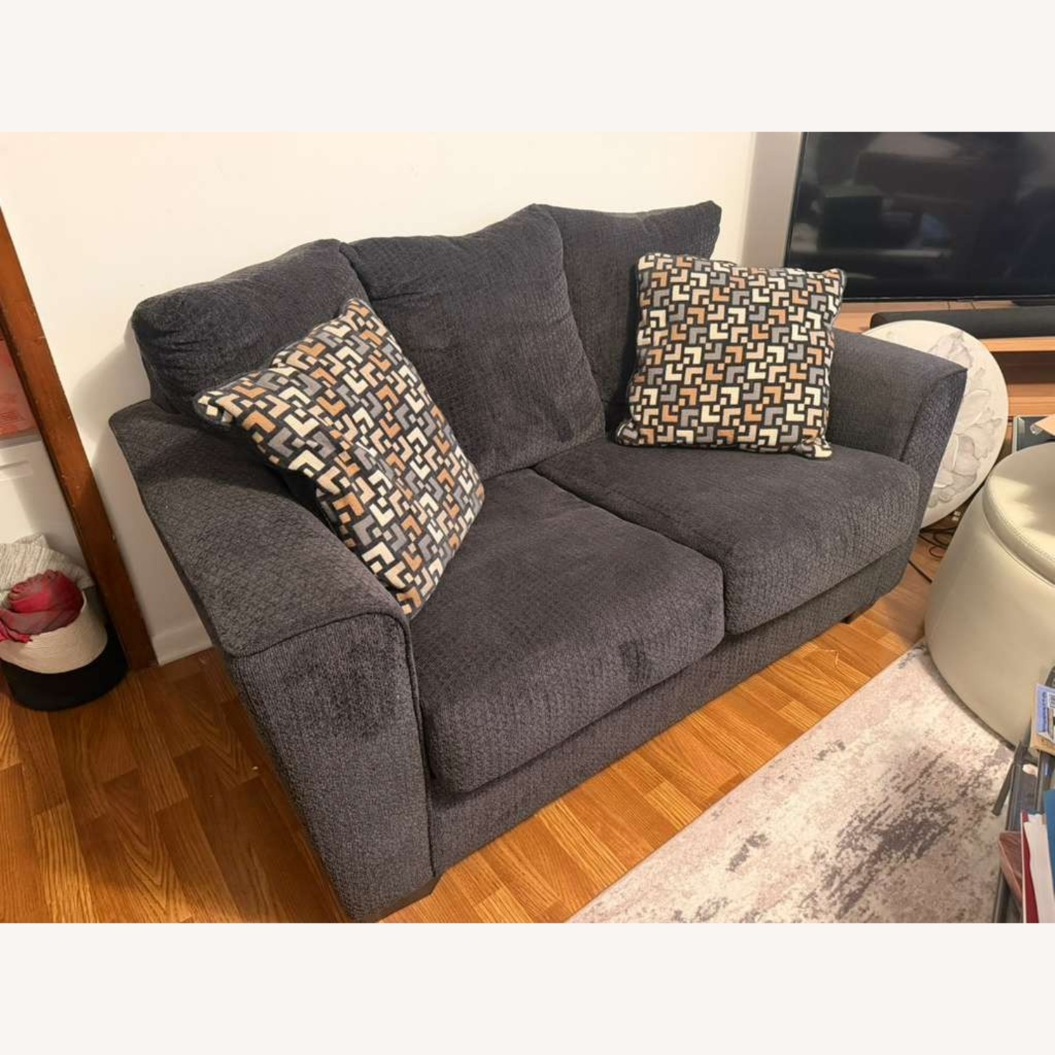 Ashley Furniture Blue Fabric 2 Seater Sofa - image-1