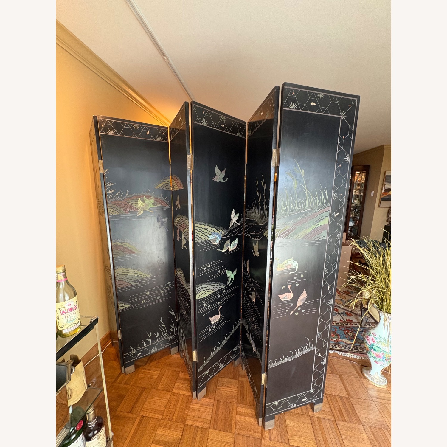 Vintage 6-Panel Black Lacquer Room Divider - image-6