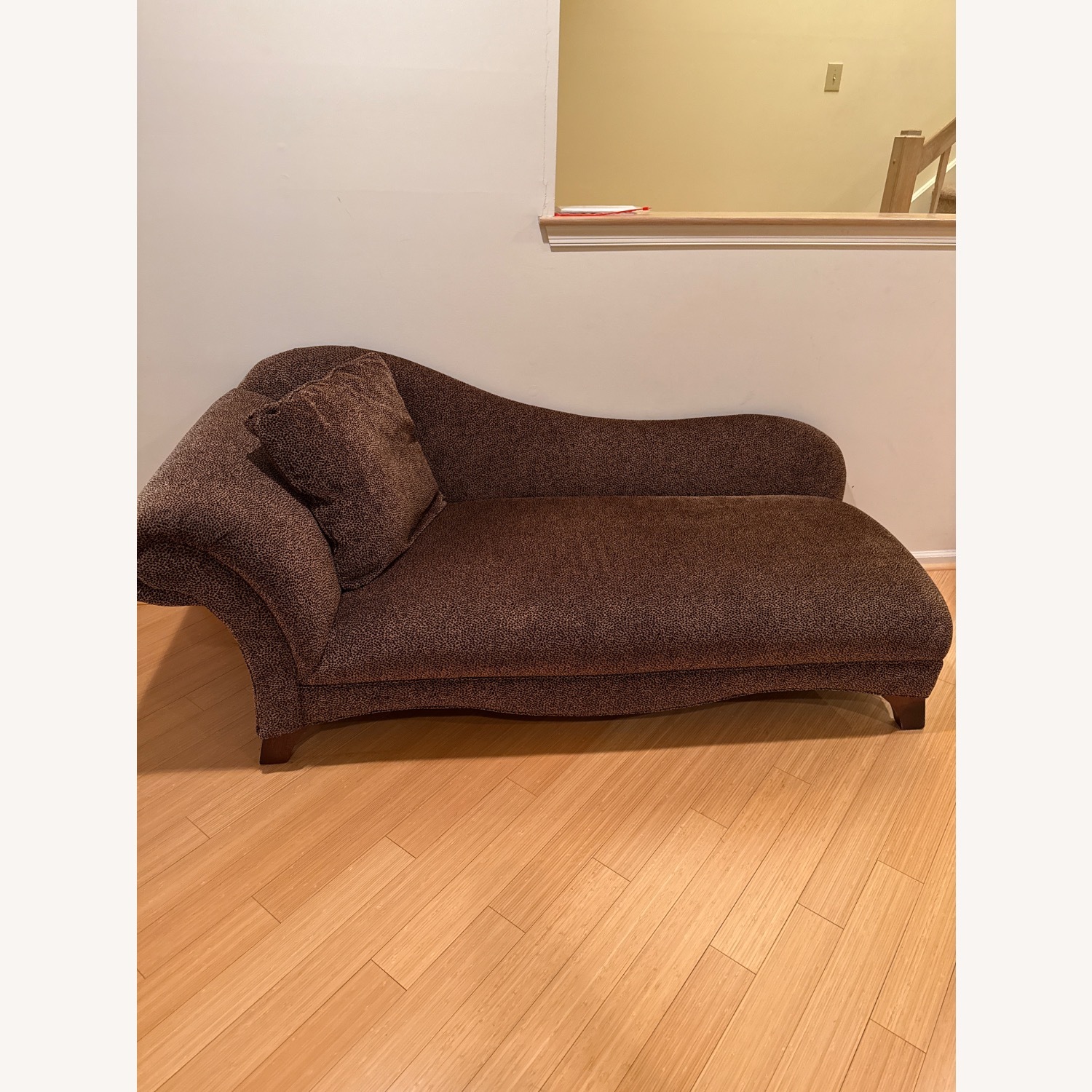 Dark Brown Fabric Chaise Lounge - image-1