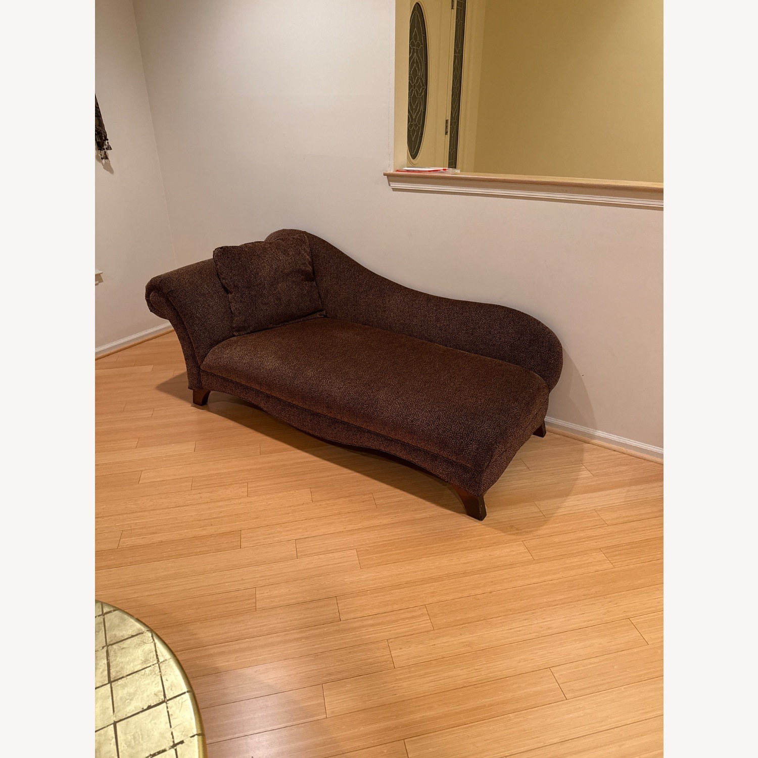 Dark Brown Fabric Chaise Lounge - image-2