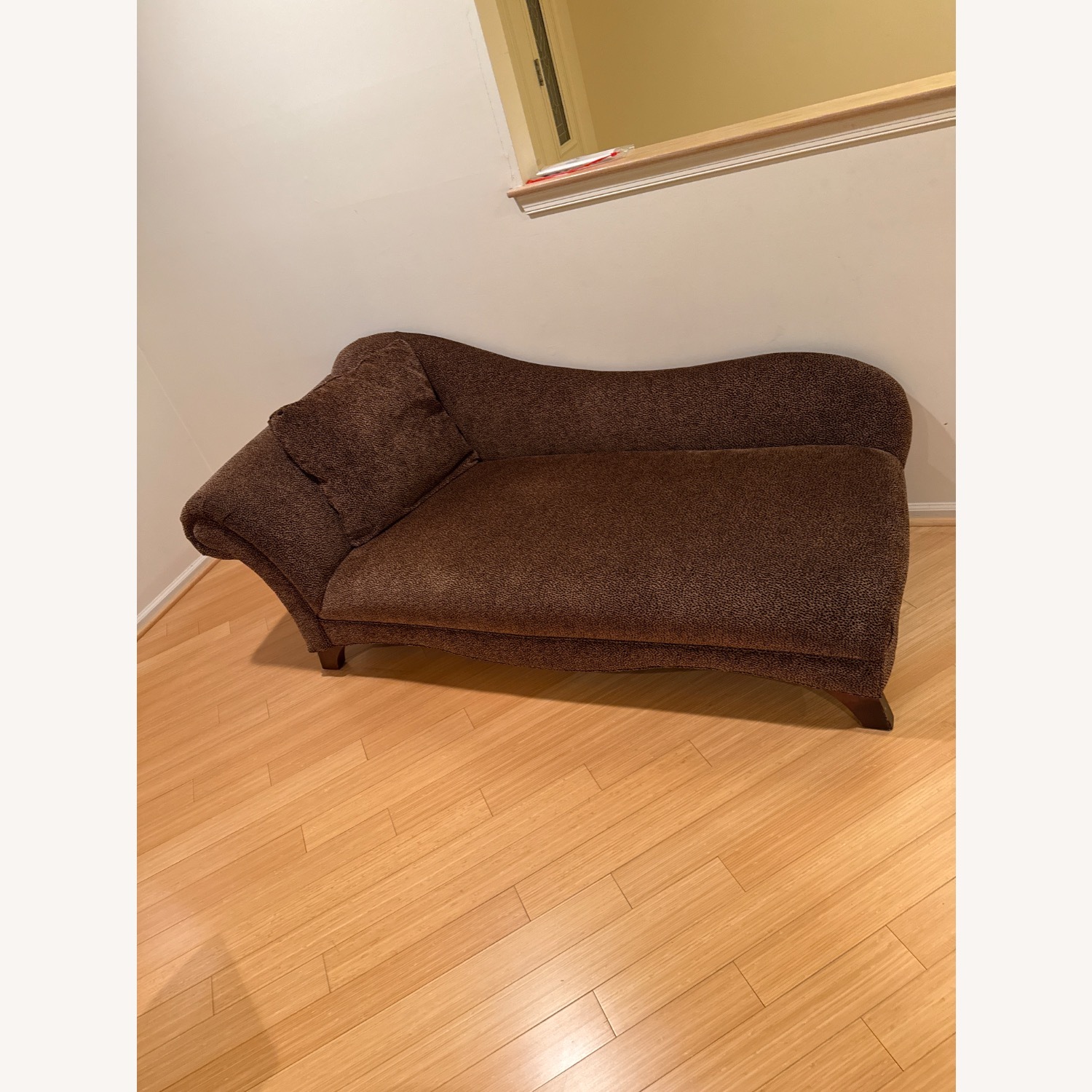Dark Brown Fabric Chaise Lounge - image-4