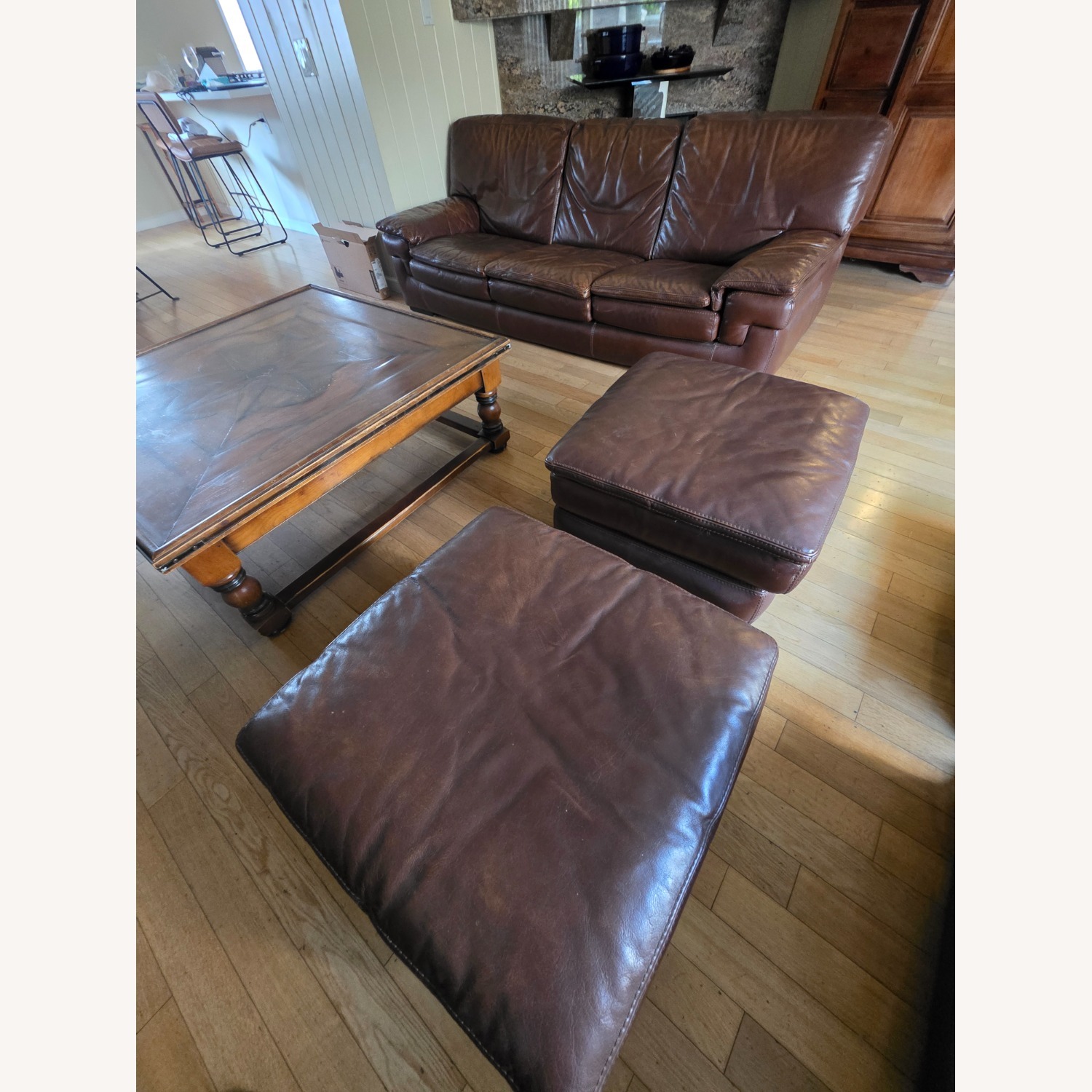  Roche Bobois Leather Dark Brown Kendo Sofa 3 Seats - image-3