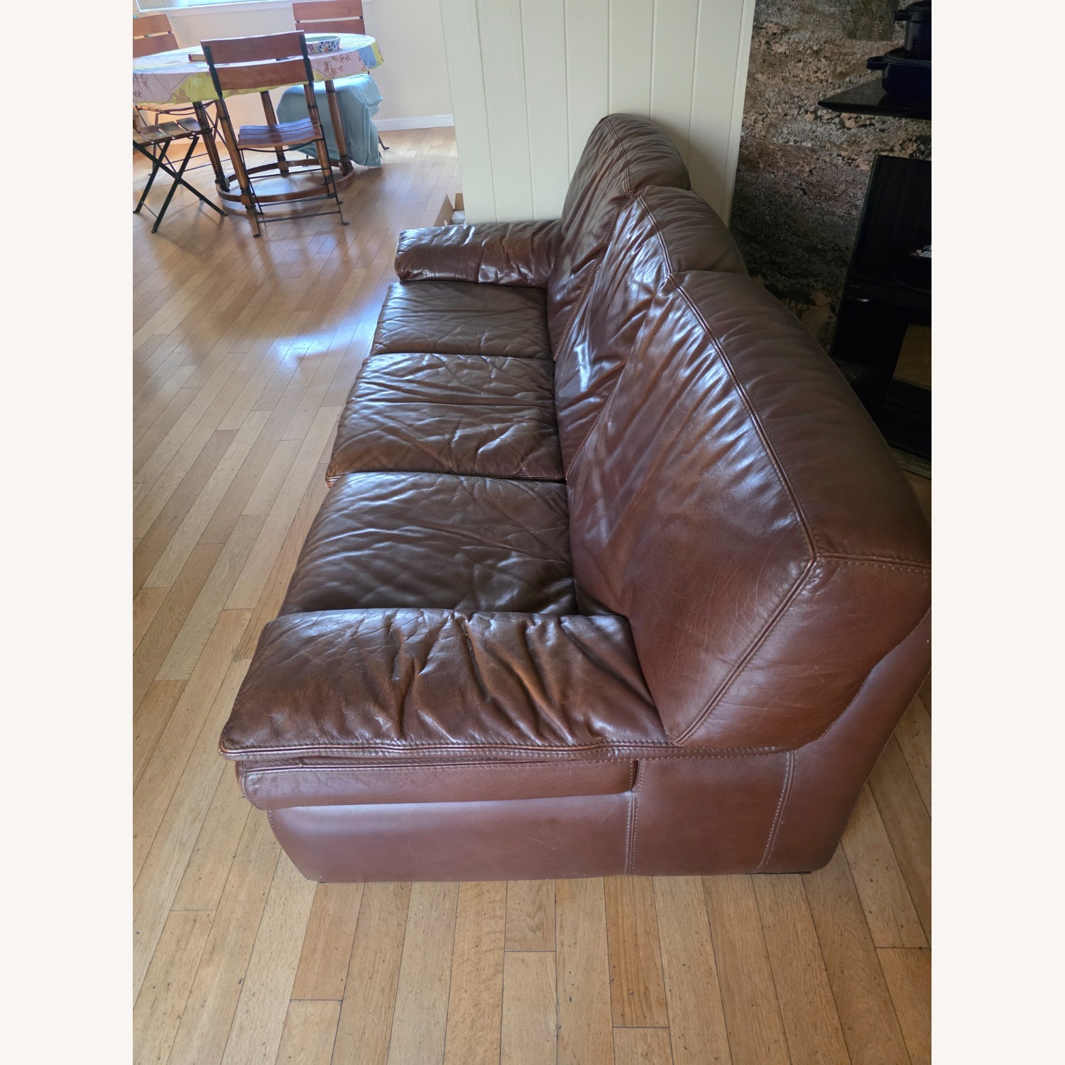  Roche Bobois Leather Dark Brown Kendo Sofa 3 Seats - image-2