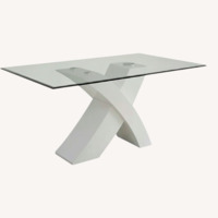 Wayfair White Glass Dining Table + 6 White Chairs