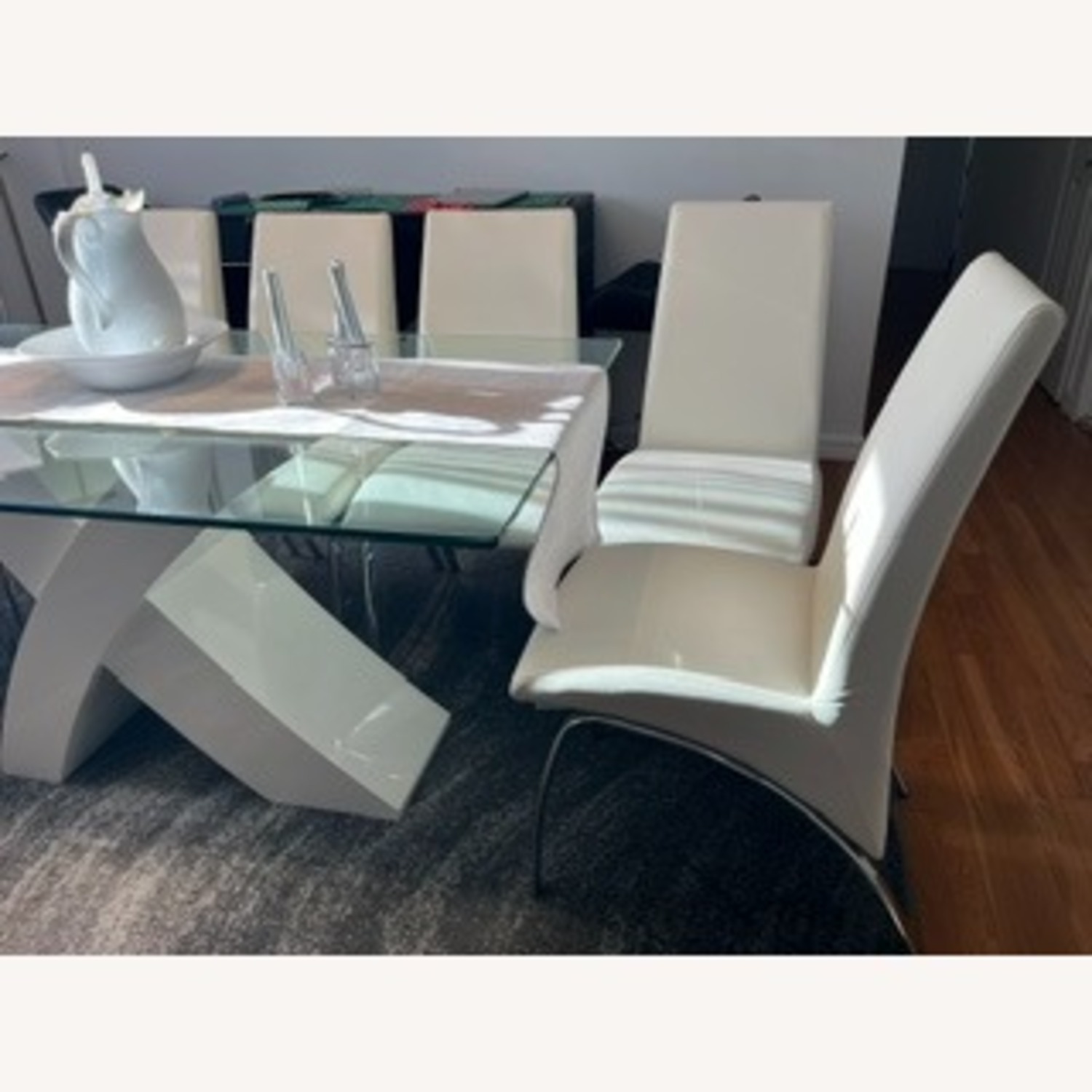 Wayfair White Glass Dining Table + 6 White Chairs - image-4