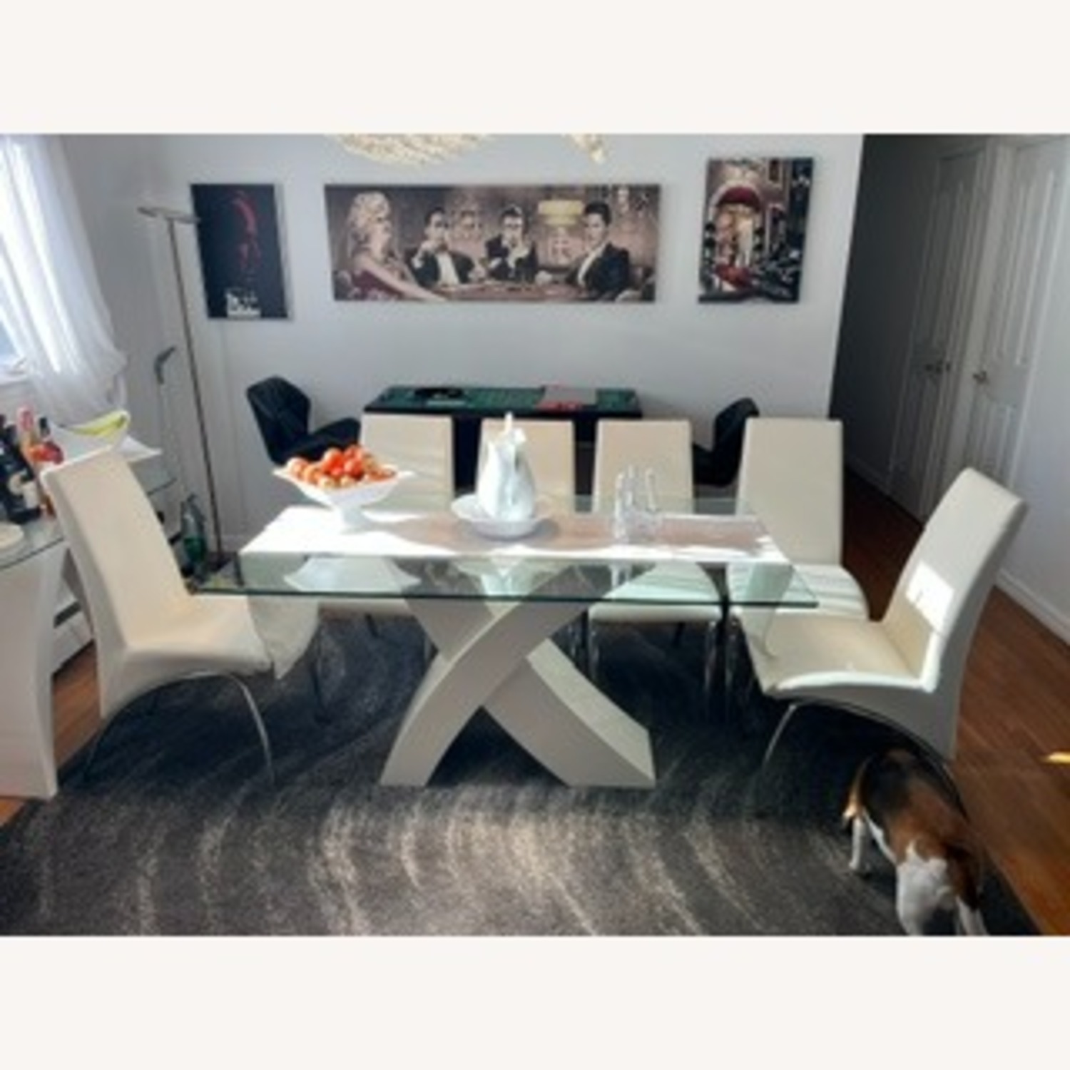 Wayfair White Glass Dining Table + 6 White Chairs - image-1