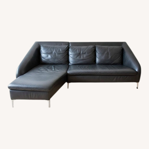 Used Ligne Roset Black Leather 2 Piece Sectional  for sale on AptDeco