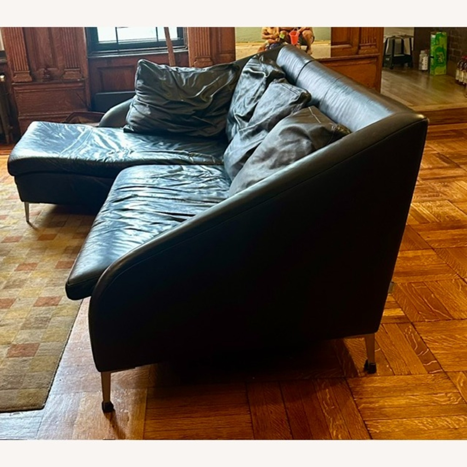 Ligne Roset Black Leather 2 Piece Sectional  - image-2