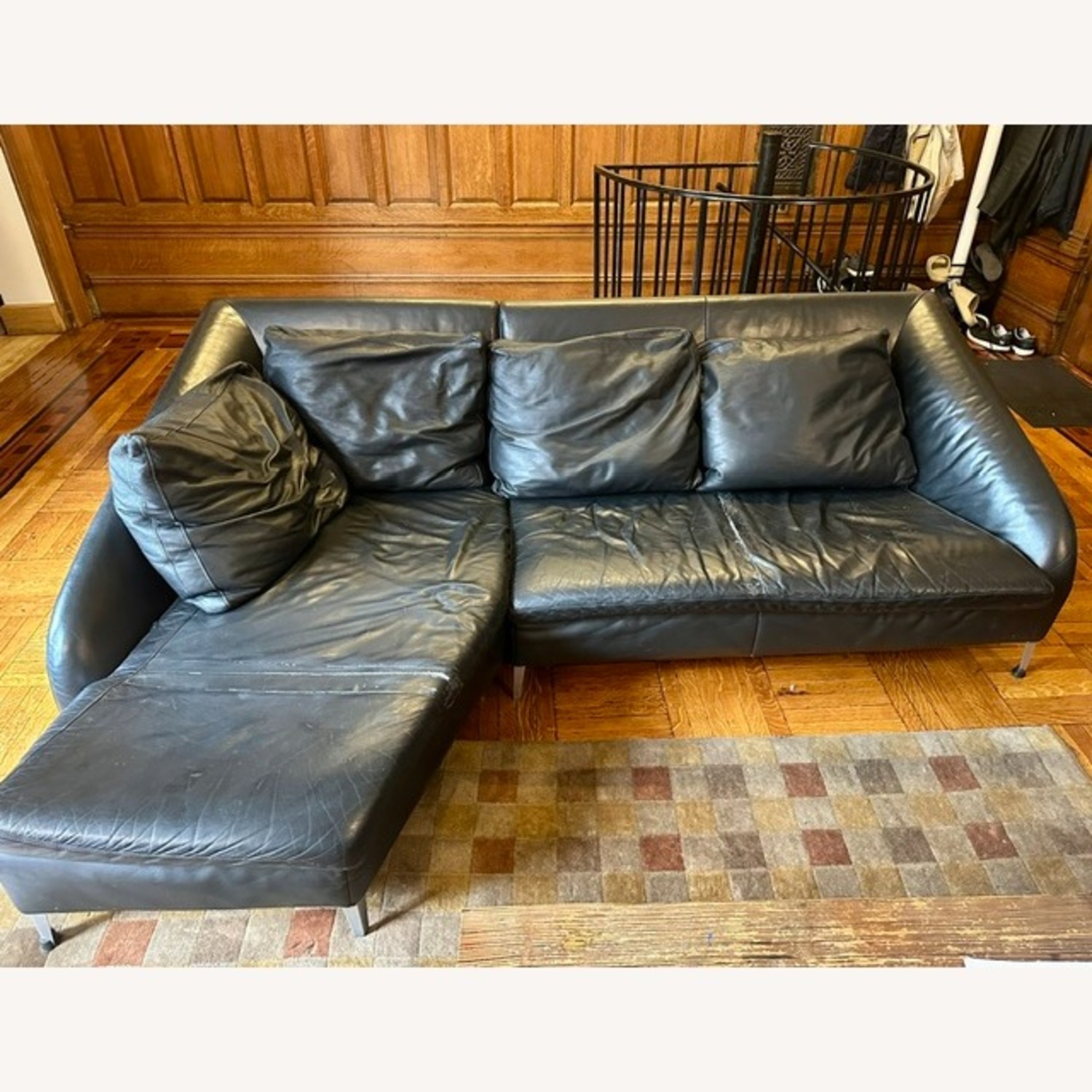 Ligne Roset Black Leather 2 Piece Sectional  - image-1