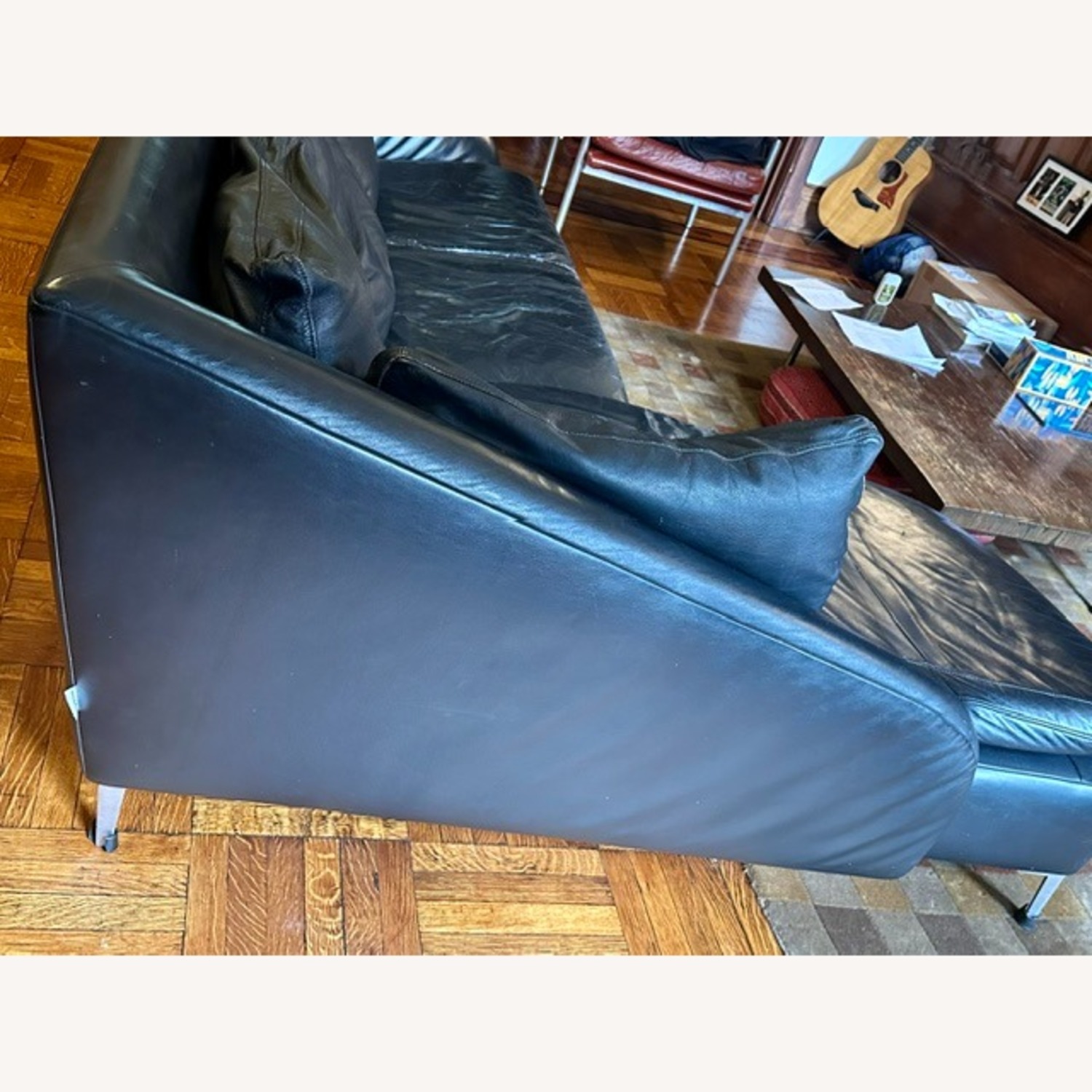 Ligne Roset Black Leather 2 Piece Sectional  - image-3