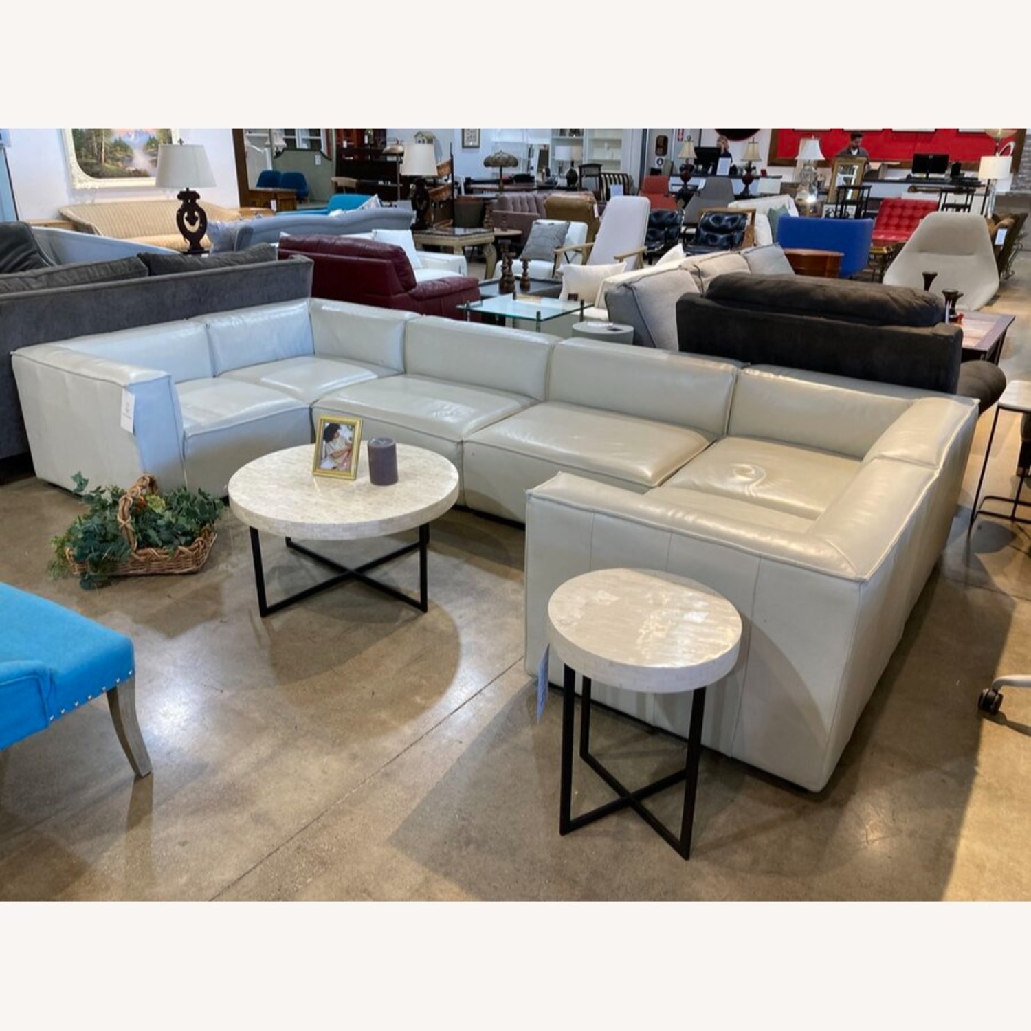 6pc Remi Modular Leather Sectional Off White  - image-2